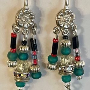 New, Glass and Sterling Dangle Earrings , Treat yourself!